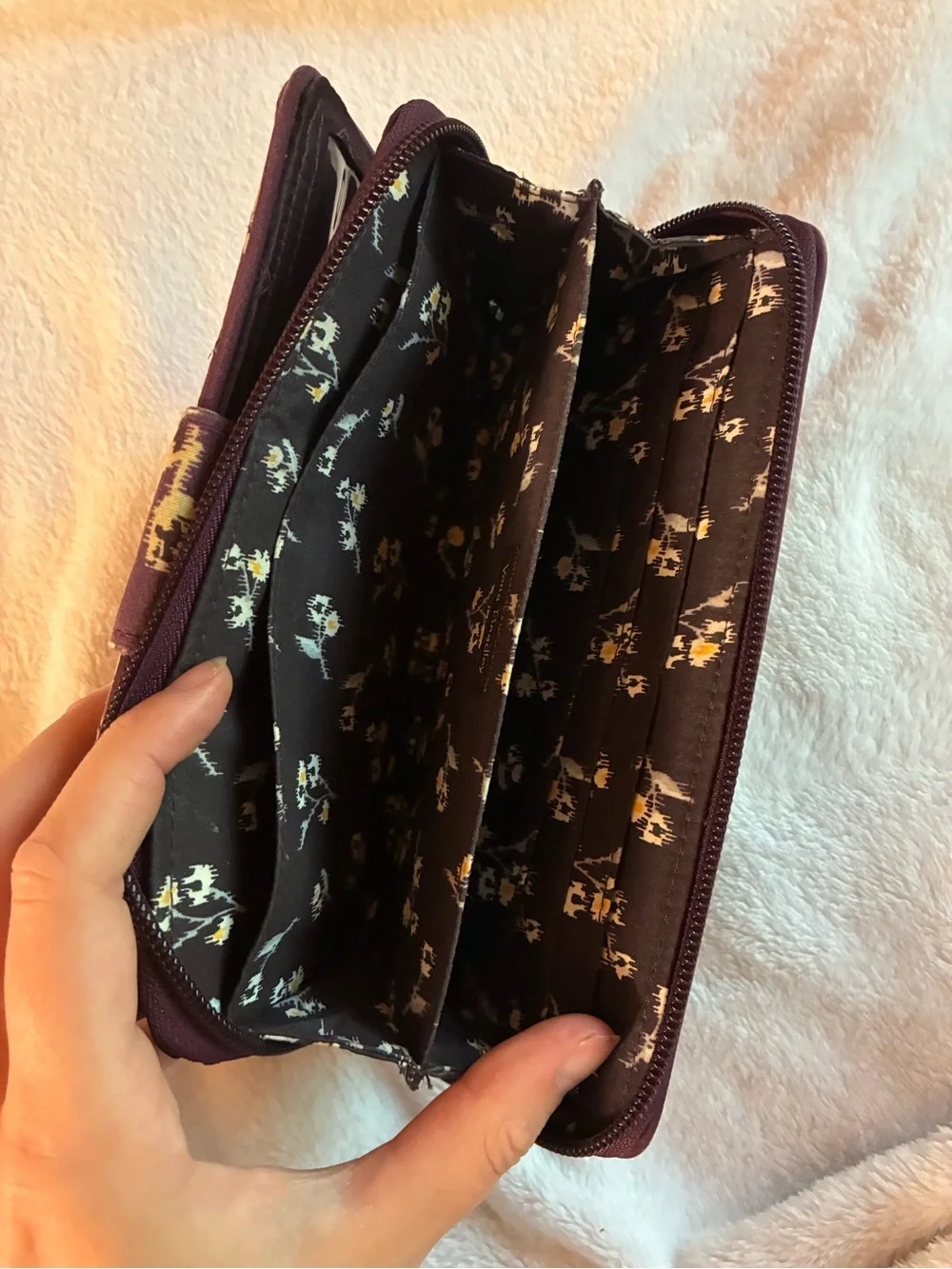 Vera Bradley Purple Floral Kiss Lock Zip Around Wristlet